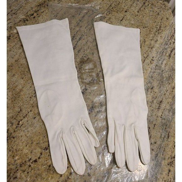 Christian Dior Accessories - CHRISTIAN DIOR Sea Island Ladies 11" Gloves 7.5 L XL Stretch White Formal